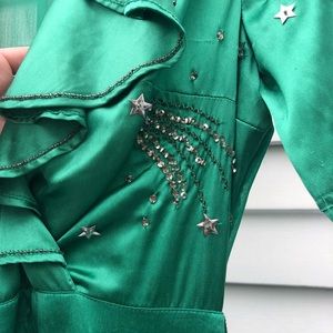 Emerald Satin Star Sequined Dress